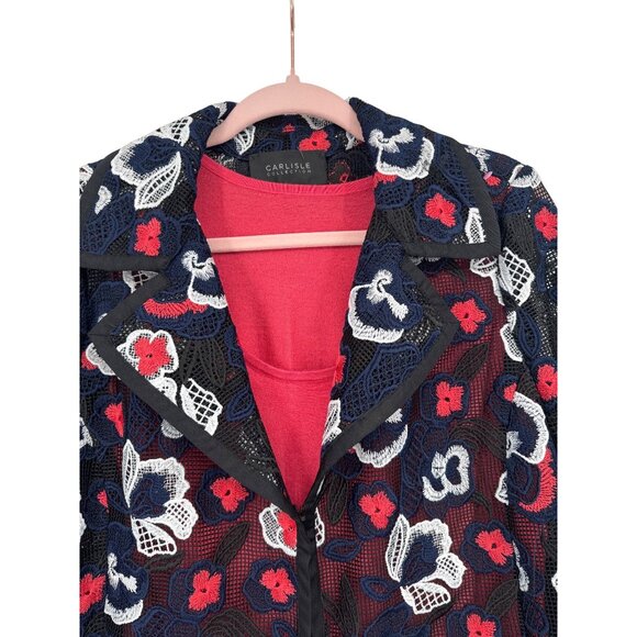 Carlisle  Womens  Floral Mesh Coat jacket cashmere sweater shell size 12 - Picture 2 of 10